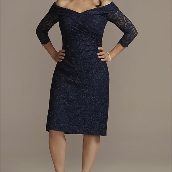 Oleg Cassini Dresses & Skirts - OLEG CASSINI off-the-shoulder knee-length lace dress SIZE 10 NWT